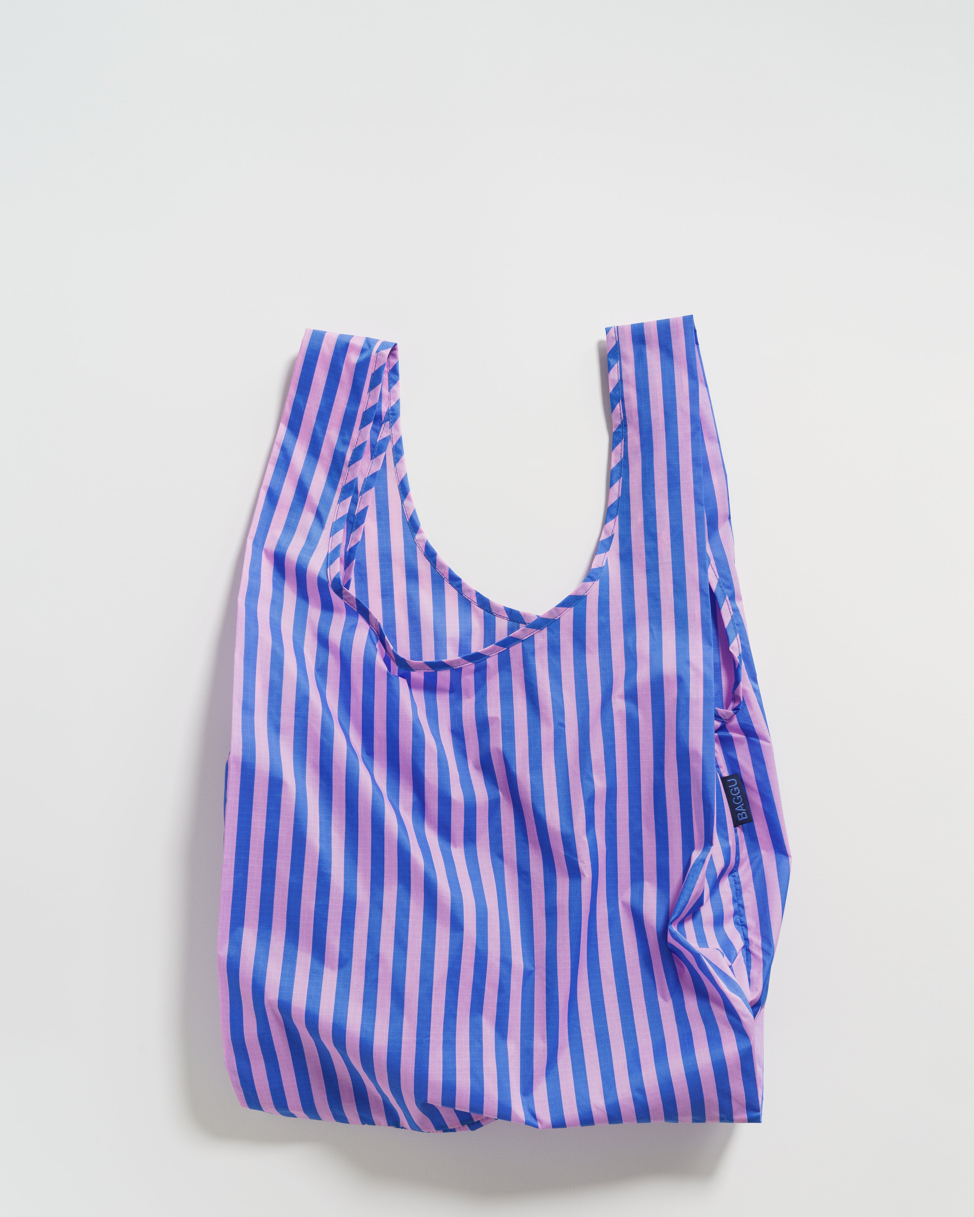 pink and blue stripe standard baggu