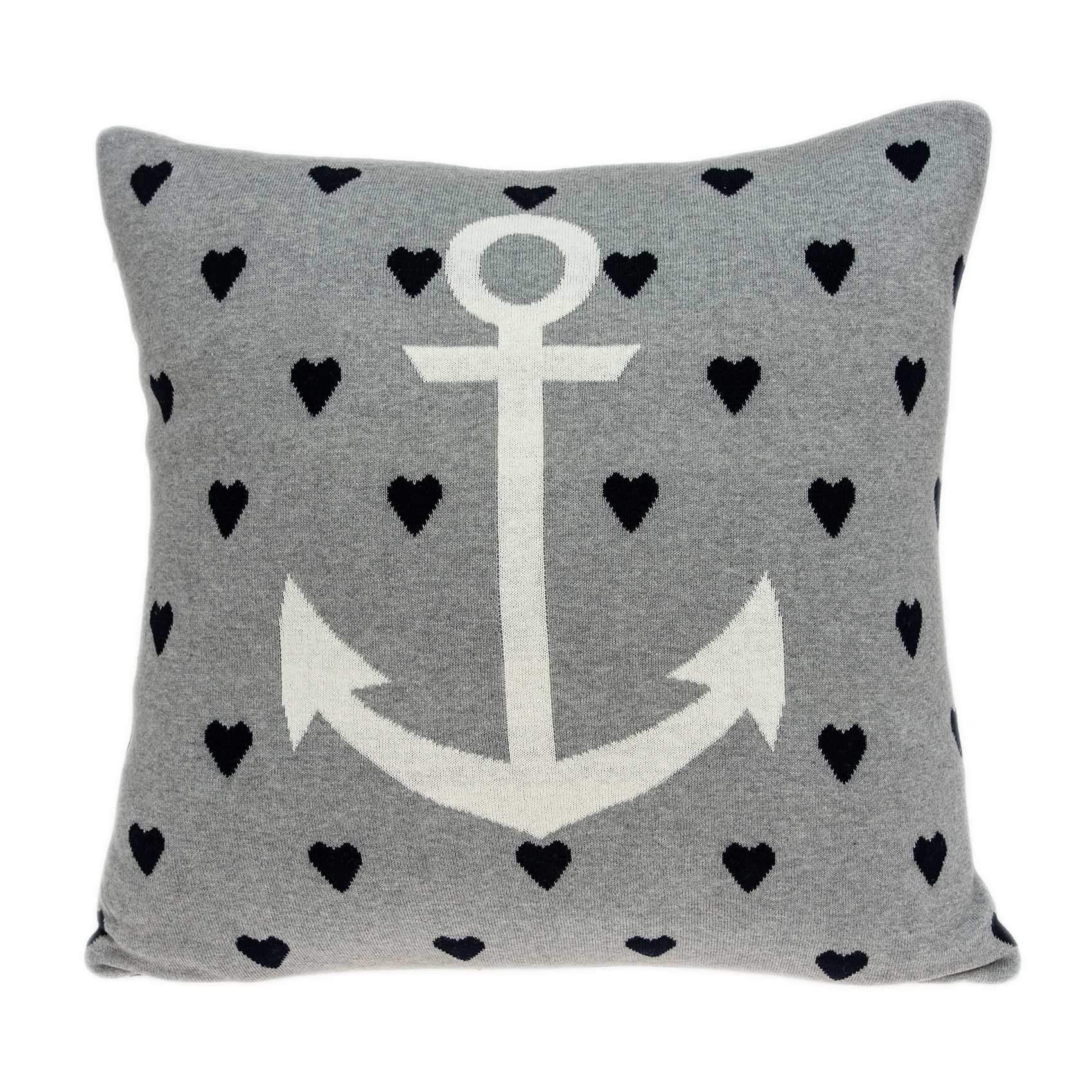 Casual Square Grey Nautical Anchor Accent Pillow - Puck's