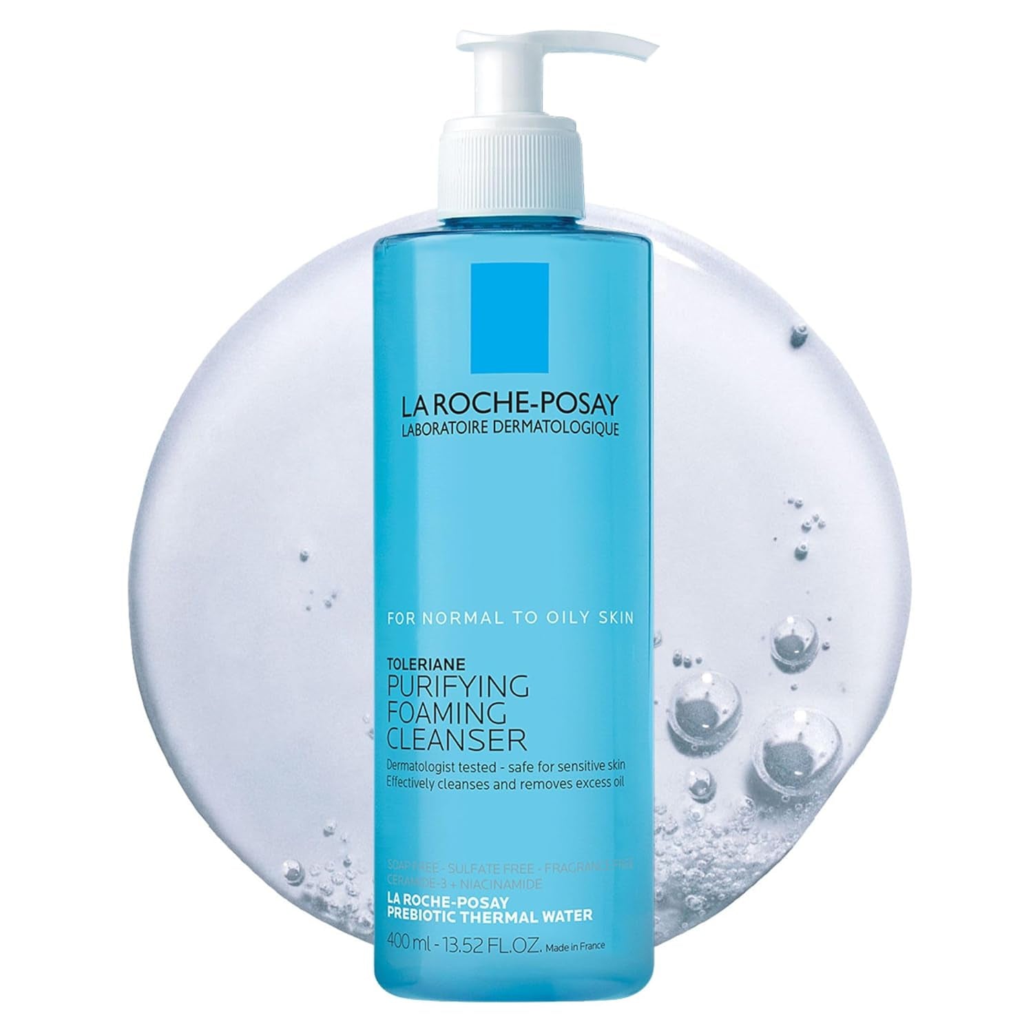 Toleriane Purifying Foaming Facial Cleanser, Niacinamide + Ceramides + Prebiotic Thermal Water, Oil Free Face Wash for Oily Skin, Pore Cleanser Safe for Sensitive Skin, Soap Free - Puck's