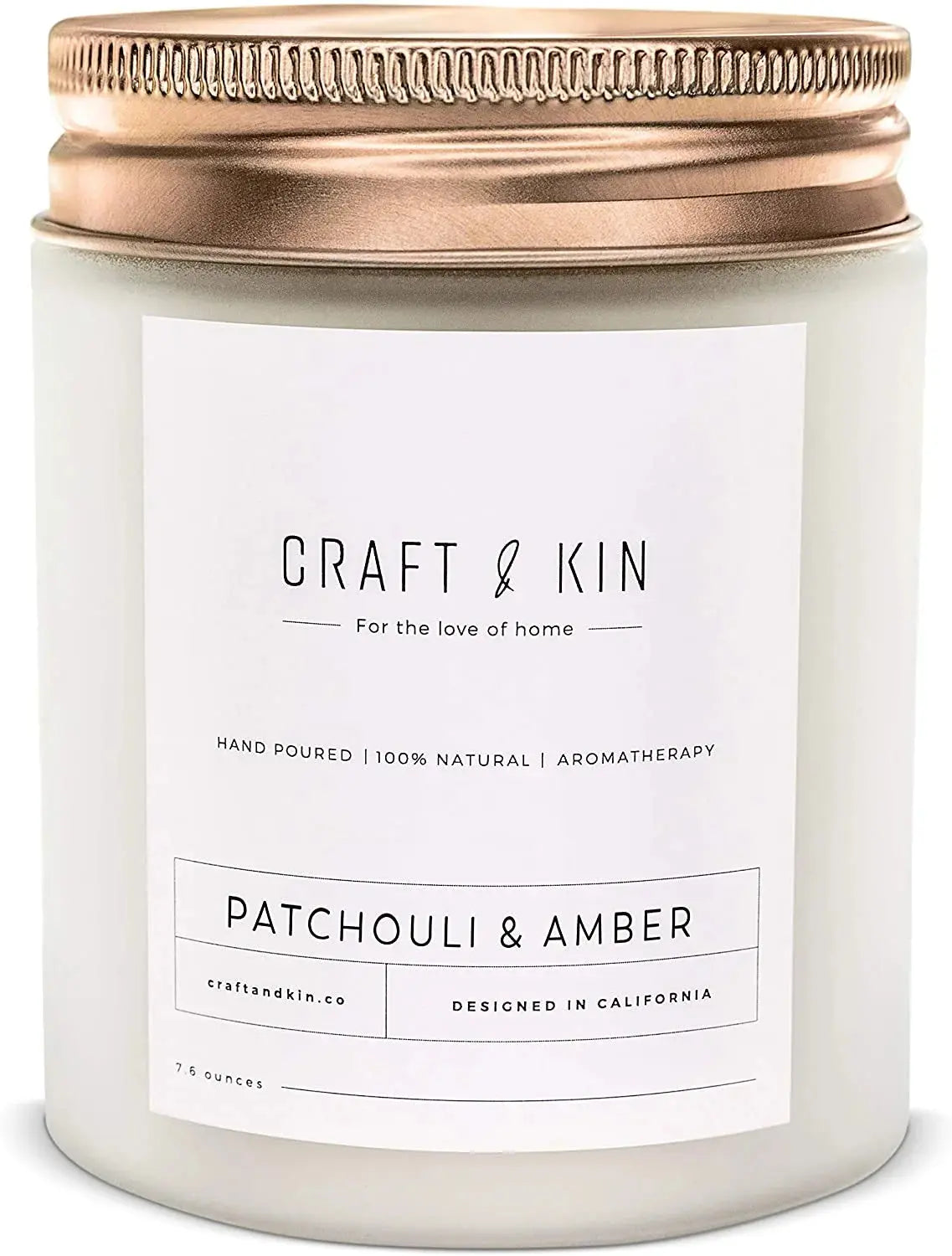 Aromatherapy Soy Scented Candles - Patchouli & Amber (8 Oz) - Puck's