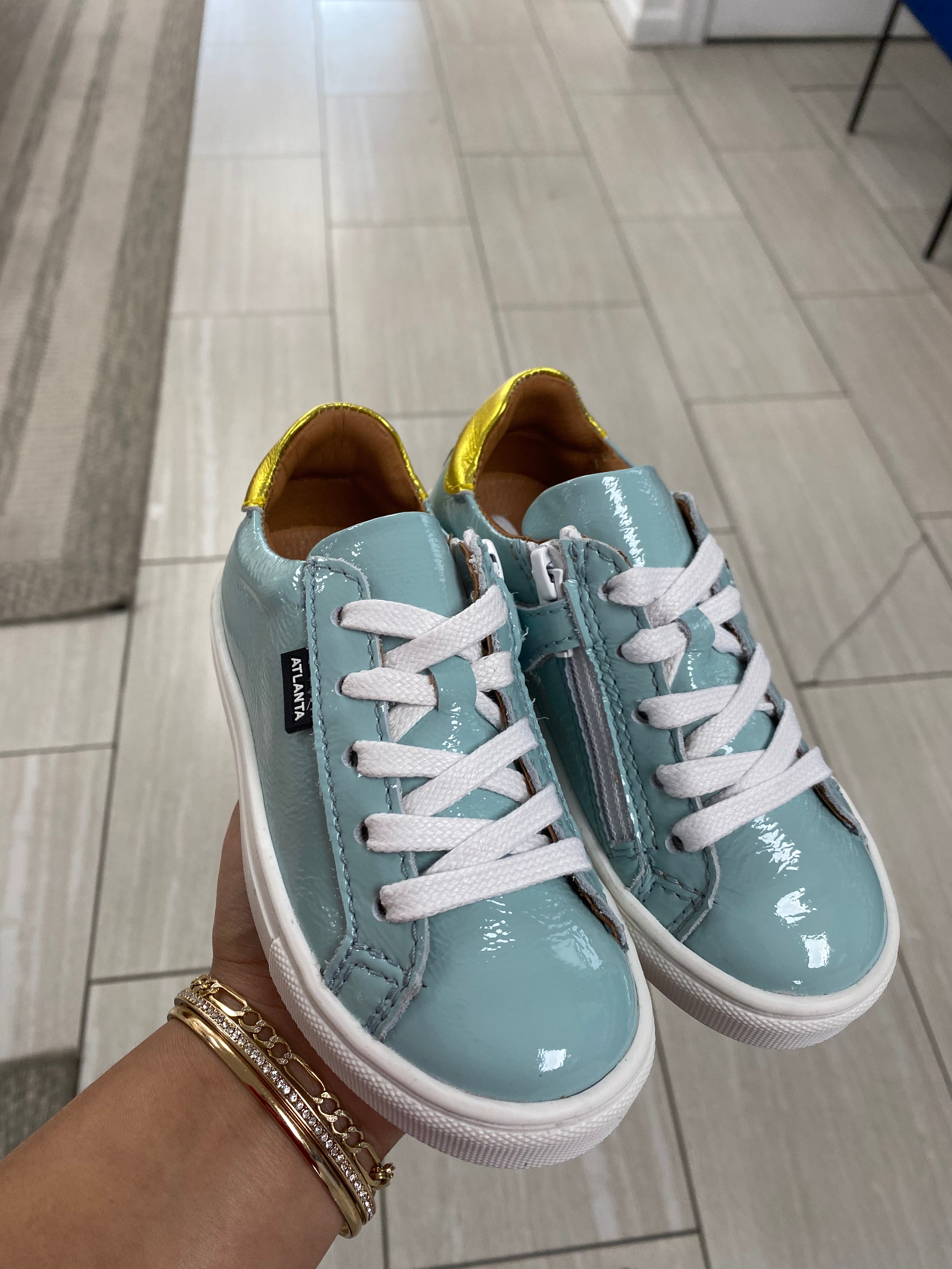 Atlanta Mocassin  Aqua Patent Zipper Sneaker