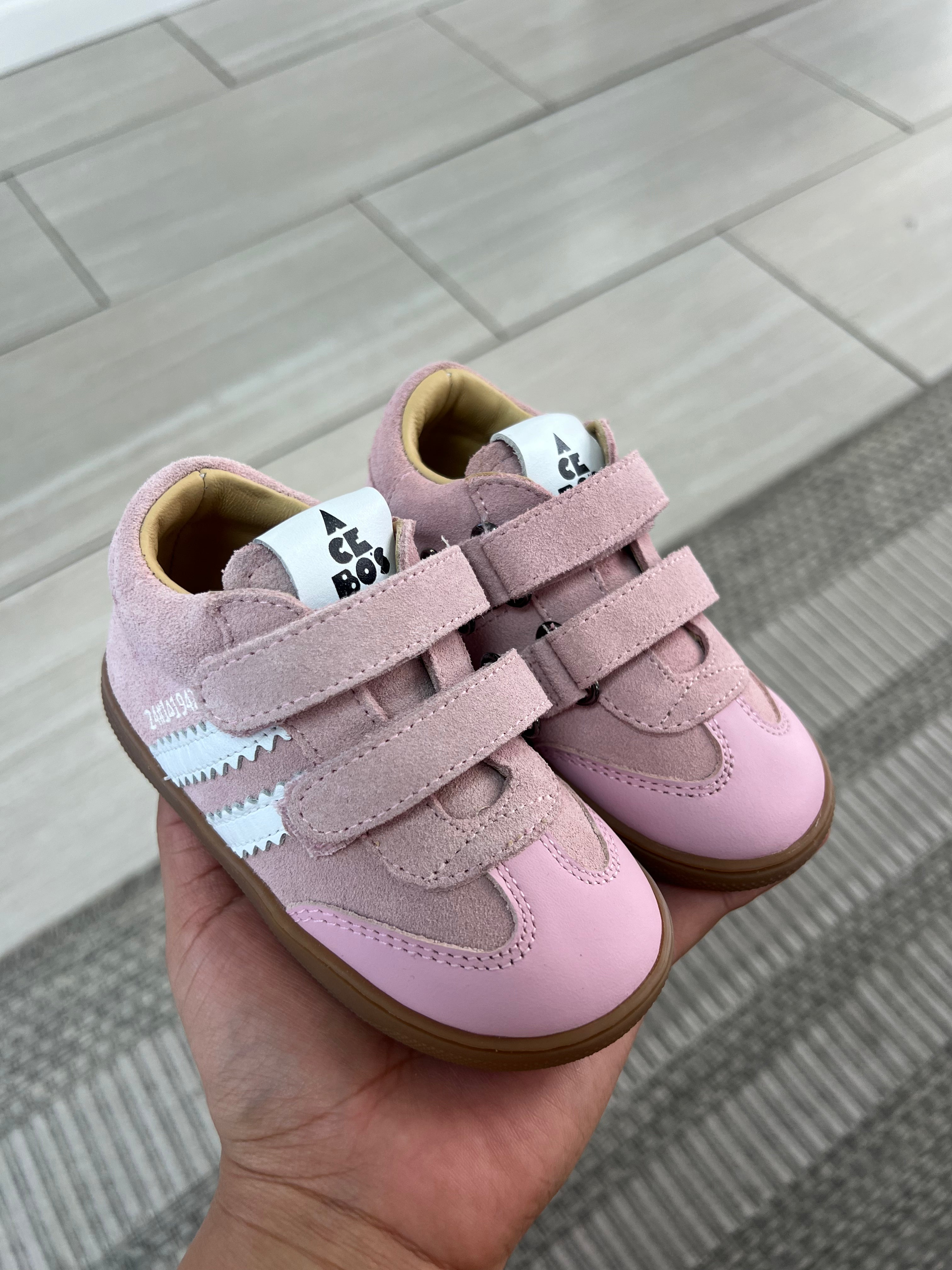 Acebos Pink Stripe Velcro Baby Sneaker