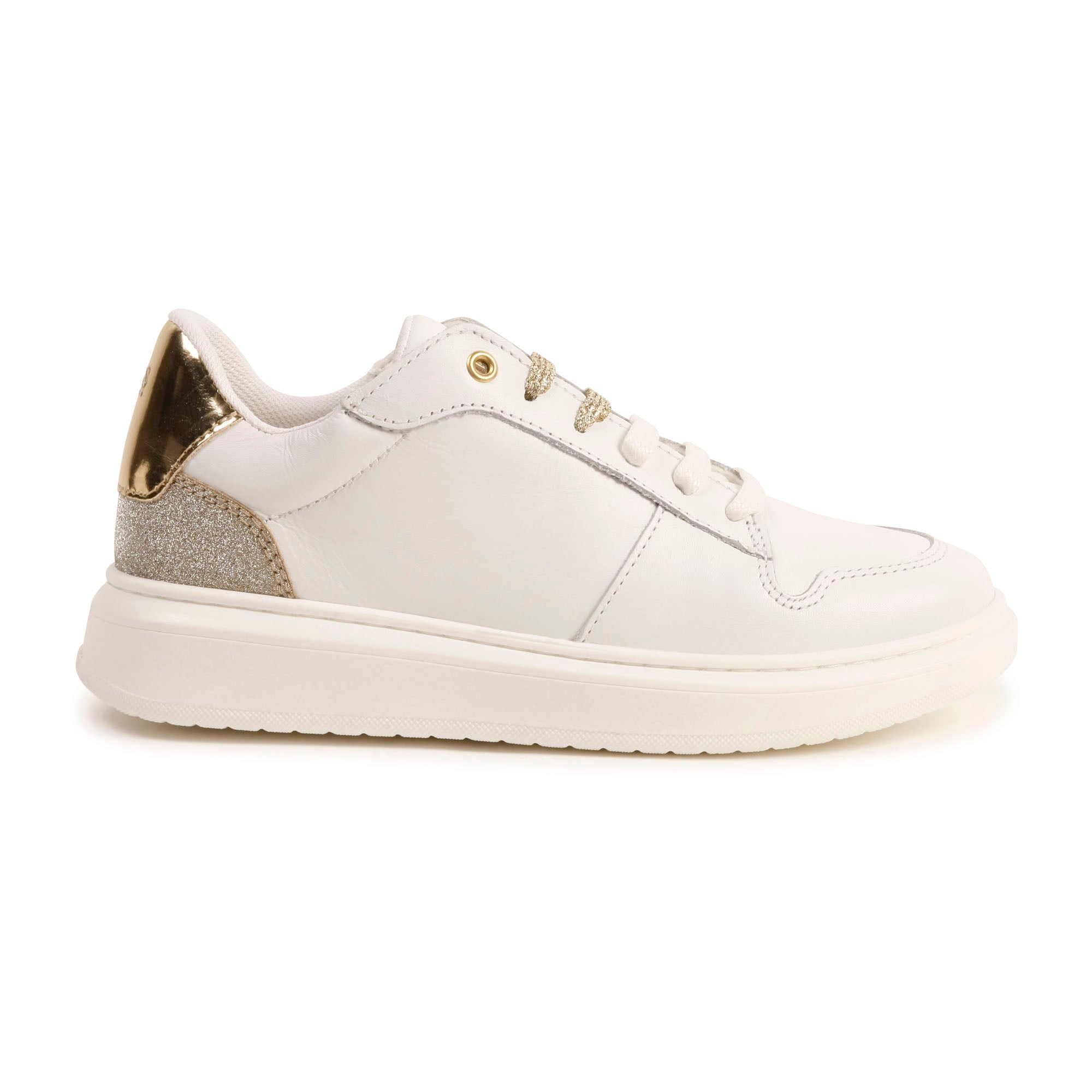 Hugo Boss Gold and White Lace-Up Sneaker - Tassel Children Shoes