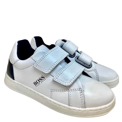 Fortælle mode Smidighed Hugo Boss White and Black Double Velcro Sneaker - Tassel Children Shoes