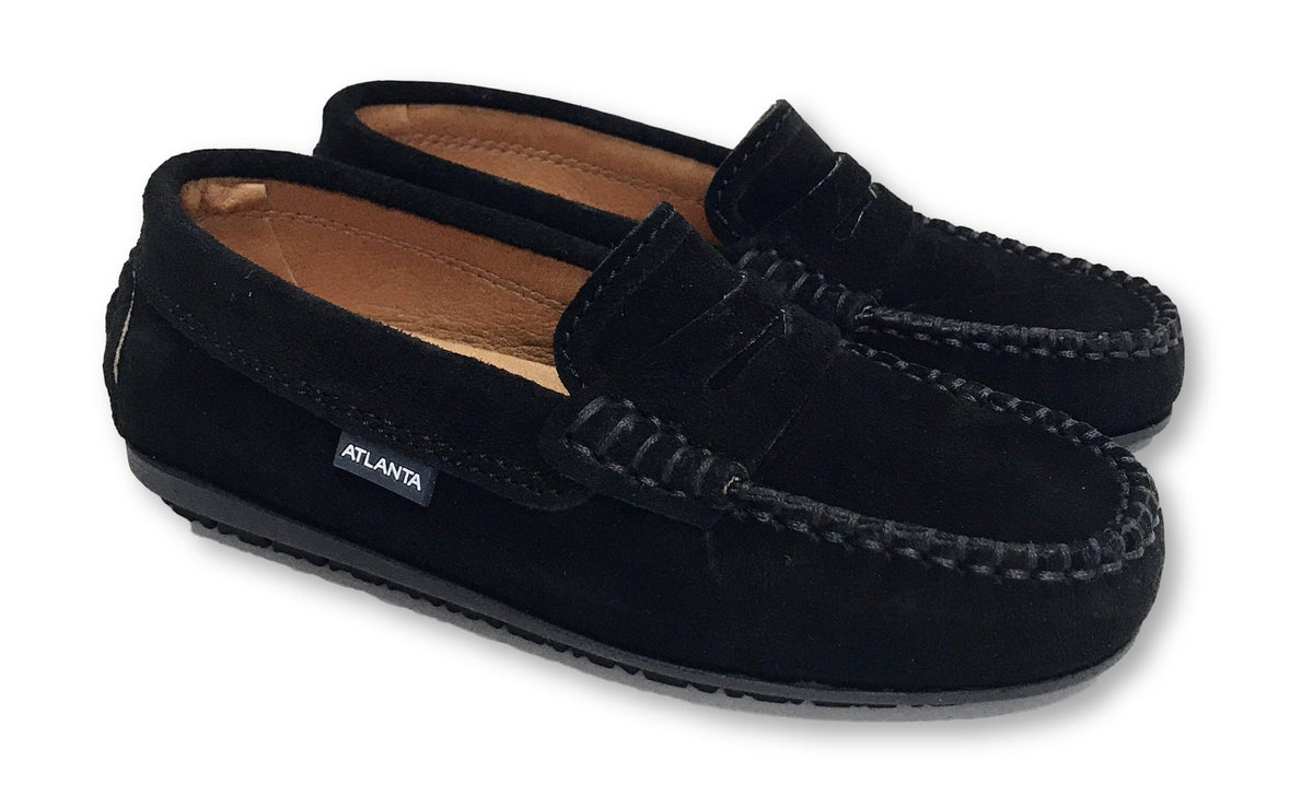 Atlanta Mocassin Black Suede Penny Loafer - Tassel Children Shoes