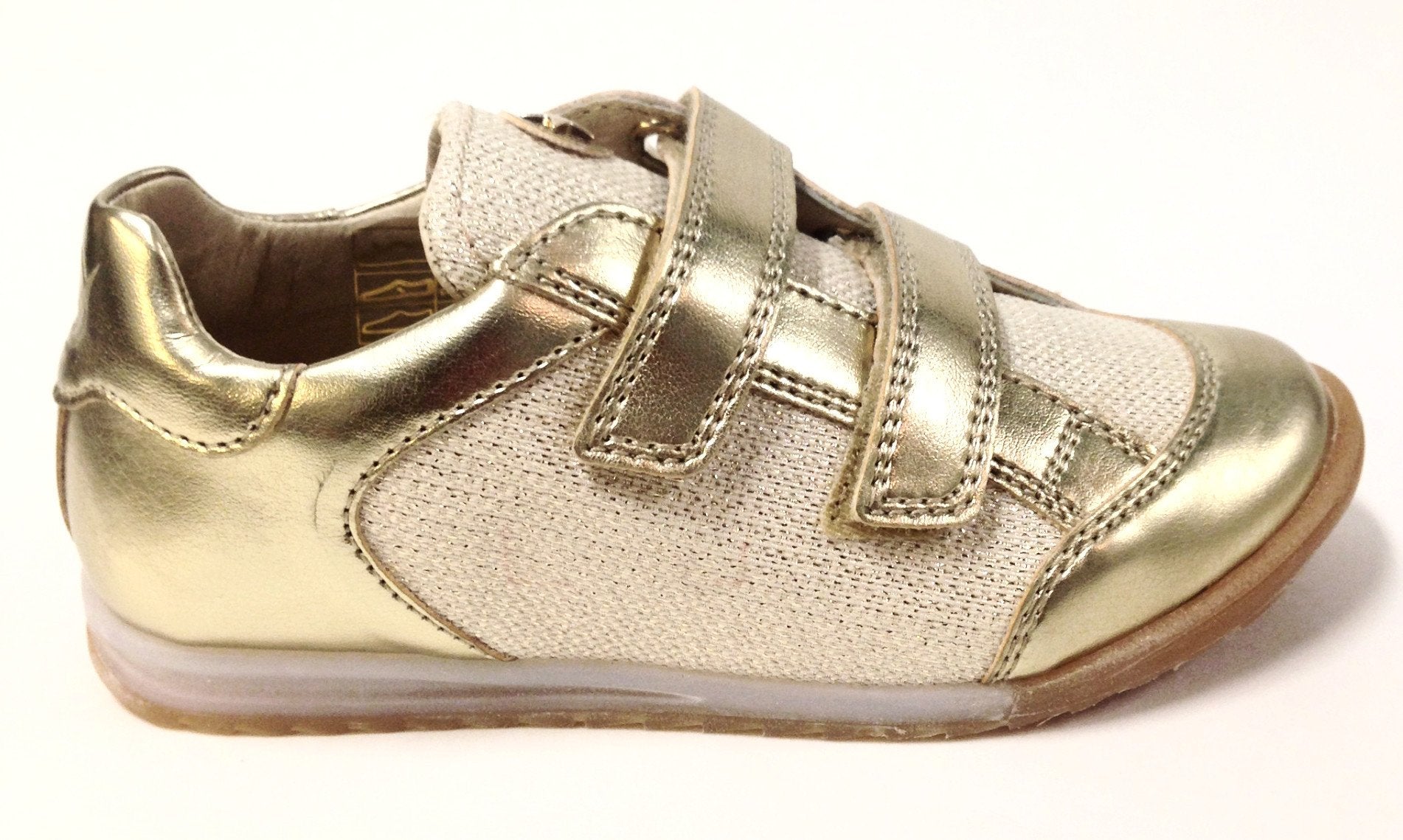 schetsen Vergelden Verfrissend Naturino Gold Double Velcro Sneaker - Tassel Children Shoes