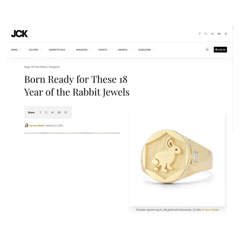 14k Gold Bunny signet ring