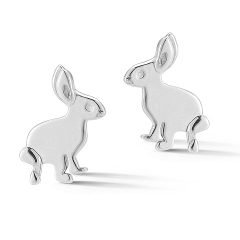 Silver Trickster bunny stud earrings