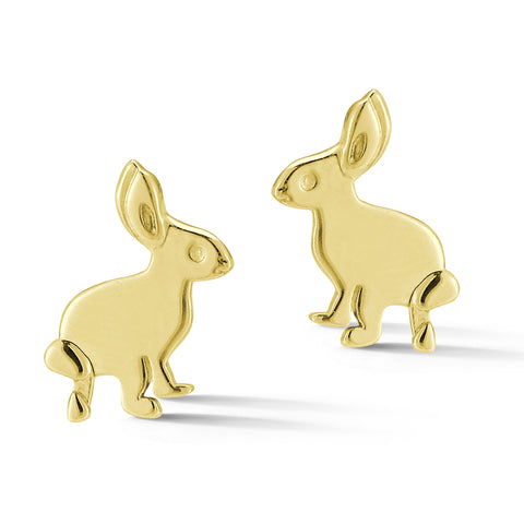 14k Gold trickster bunny stud earrings