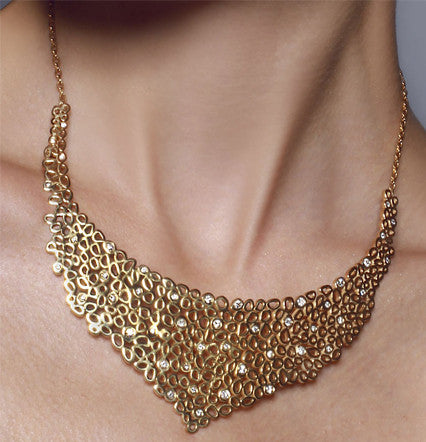 14k Yellow Gold Meadows Statement Necklace with Diamonds