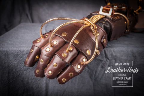 Steampunk leather gauntlet with opal