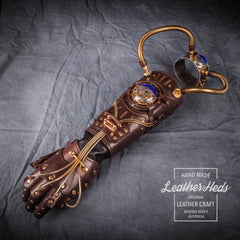 Steampunk leather and opal gauntlet