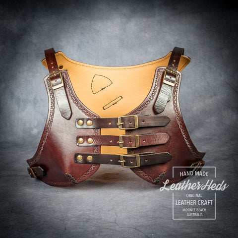 Leather sword scabbard and chest harness