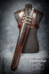 Leather scabbard and chest harness