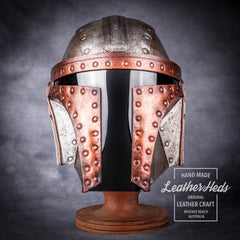 Leather steampunk Mandalorian helmet