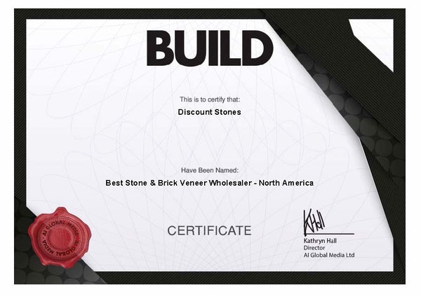 Discount Stones 2018 BUILD Magazine Certificate