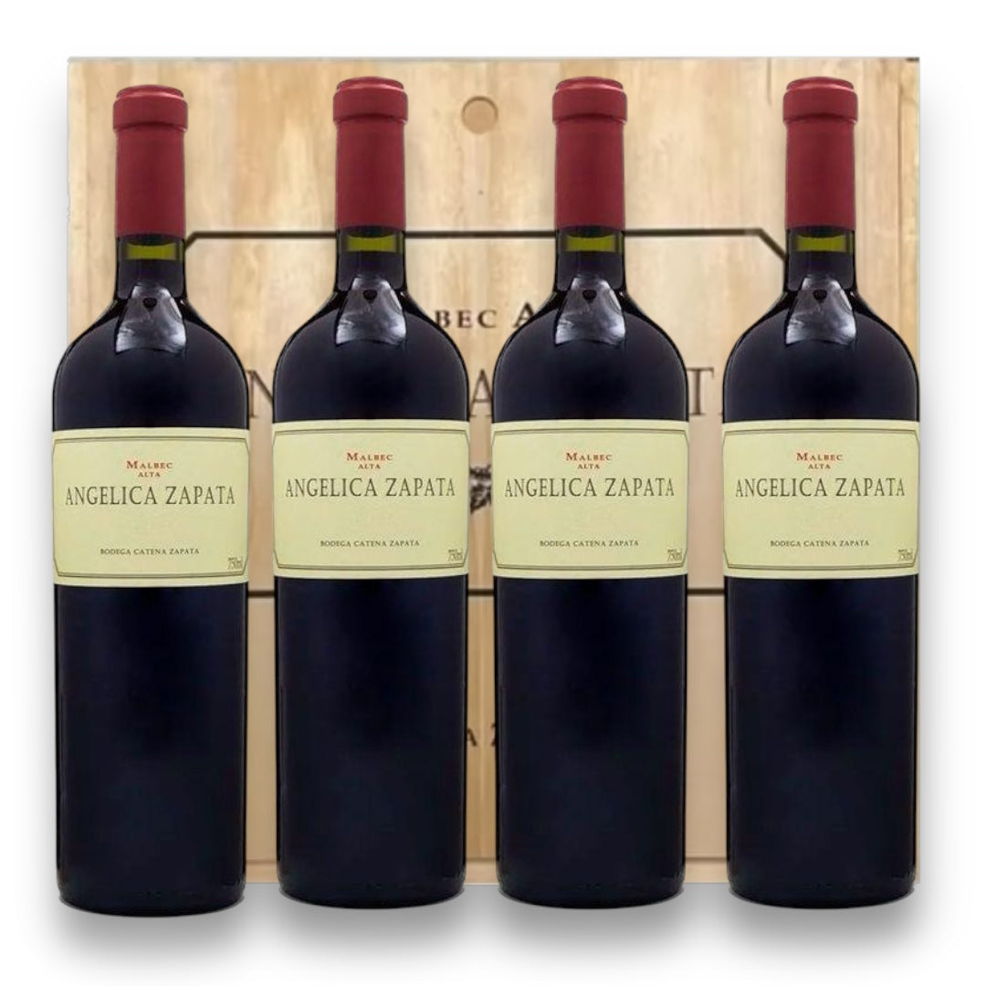 Kit 4 Vinhos Angélica Zapata Malbec Alta Caixa de Madeira 1
