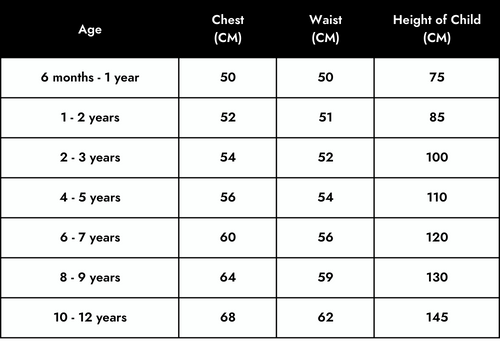 Indigo Kids Size Chart