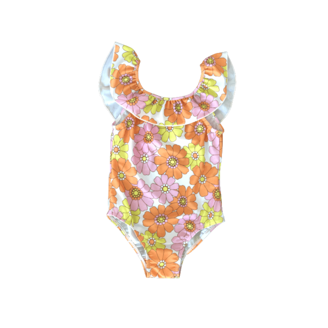 Kids Tropical Flowers Floral Swimsuit #1 - Baby Girl Teens Bathing