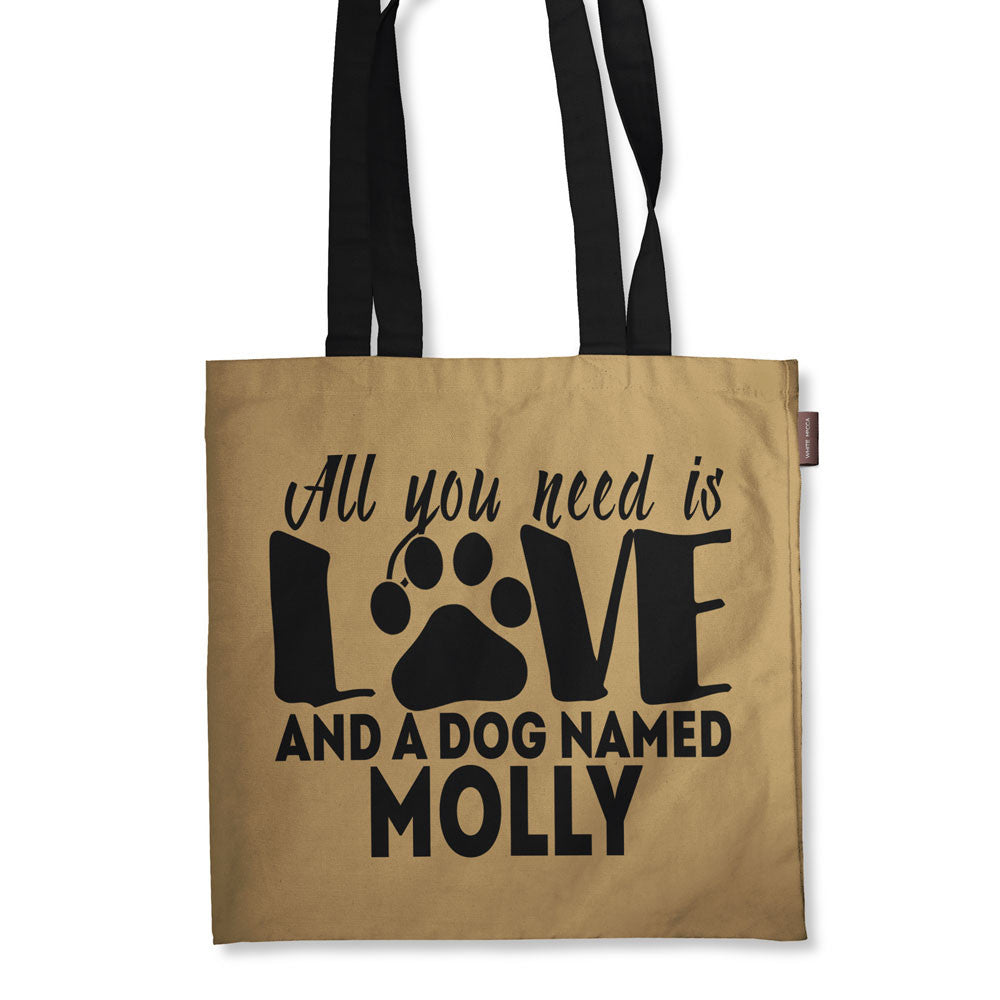 Personalized All You Need is Love and a Dog Named Tote Bag - 18&quot; X 18&quot; - Mostly Paws
