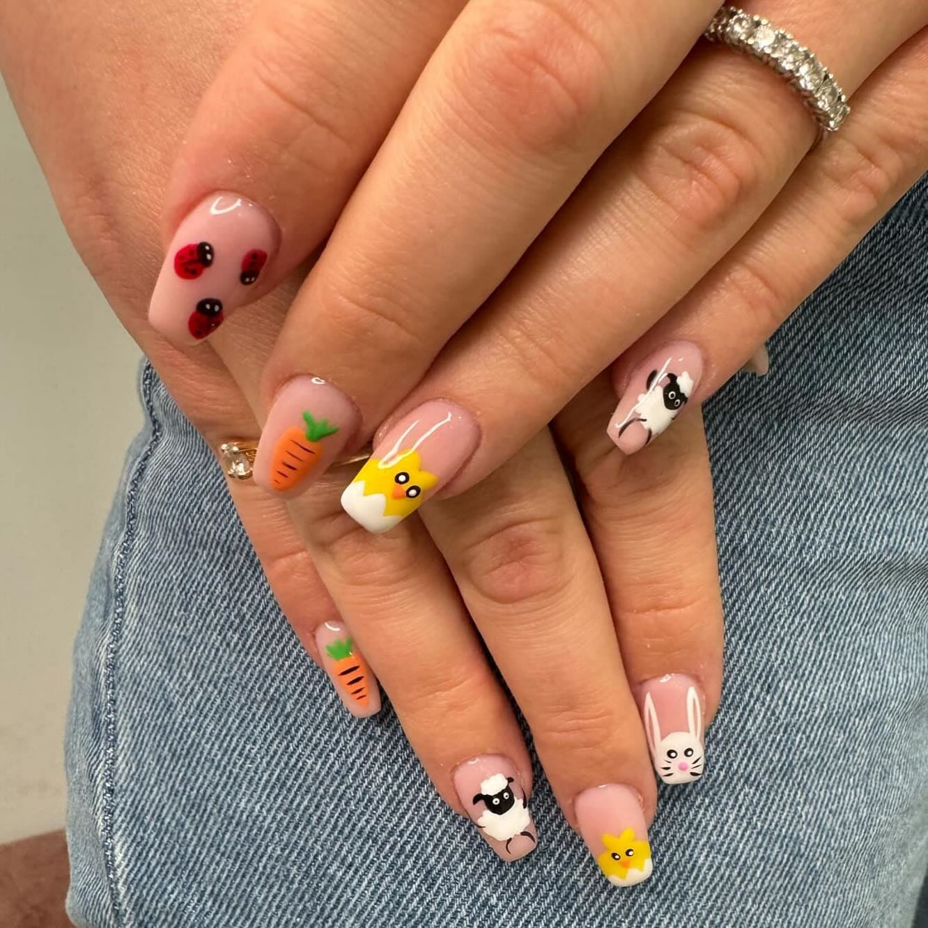 12. Easter Critter Parade - Easter Nail Ideas