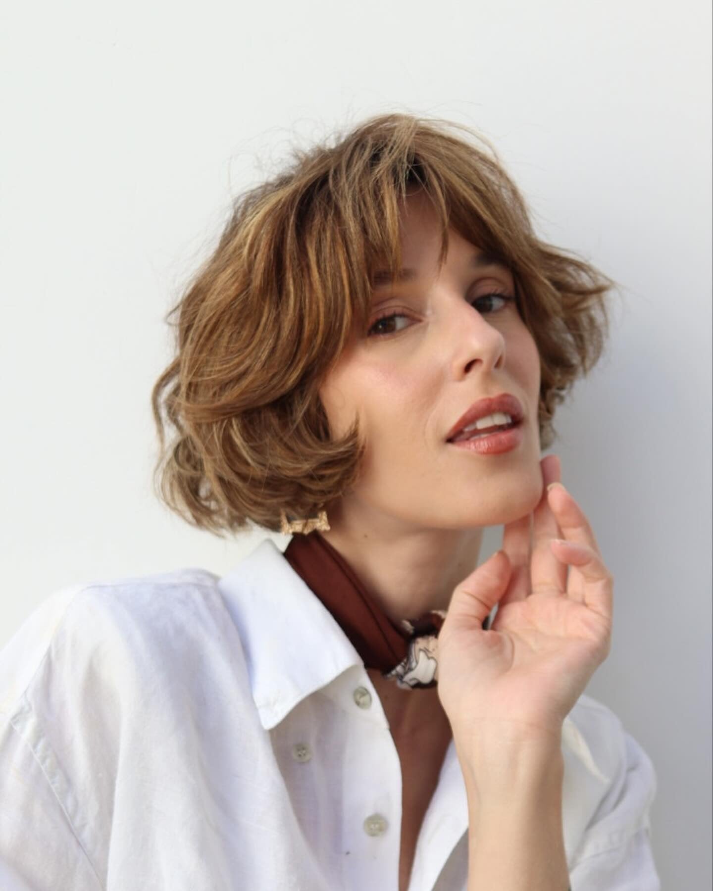 13. Textured French Bob in Light Golden Brown - French Bob Hair