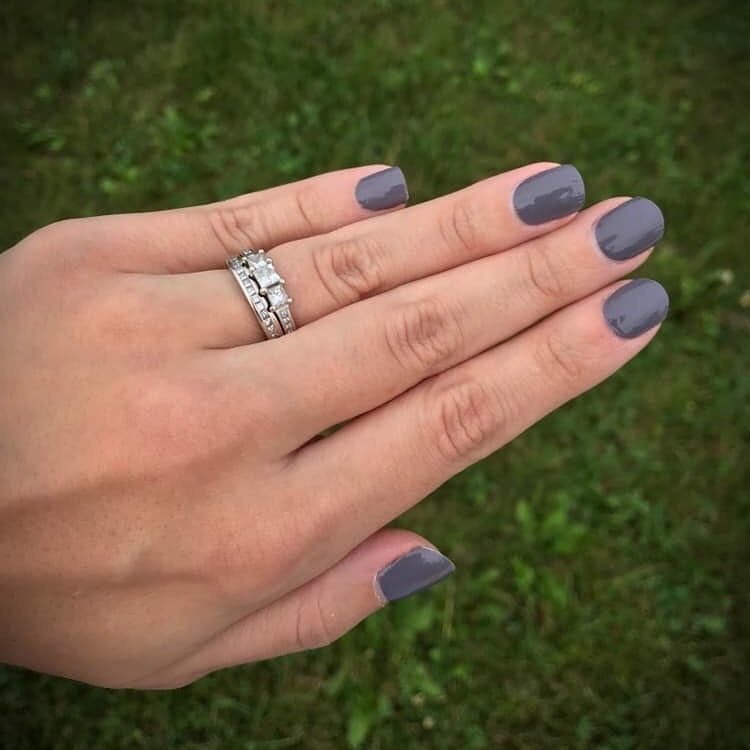 15. Cool Charcoal Short Nails - Solid Nail Color Ideas