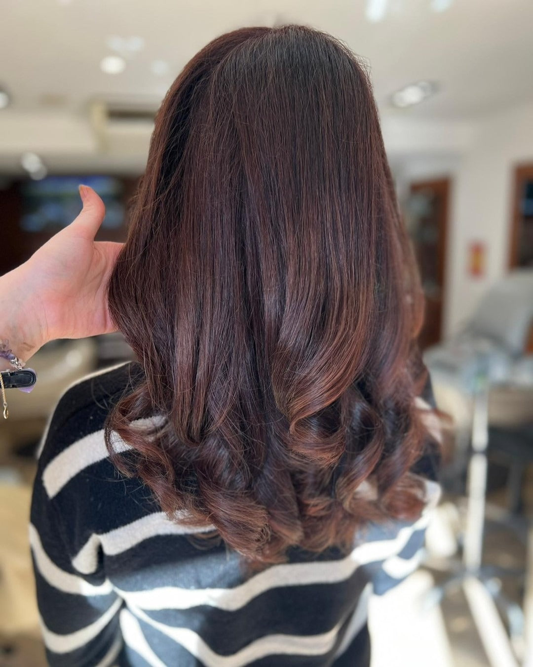 16. Layered Walnut Brown Blowout - Chocolate Brown Hair Color