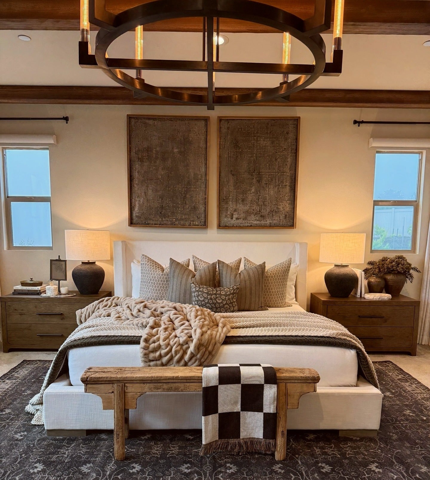 18. Bold Texture with Rustic Framing - Primary Bedroom Ideas
