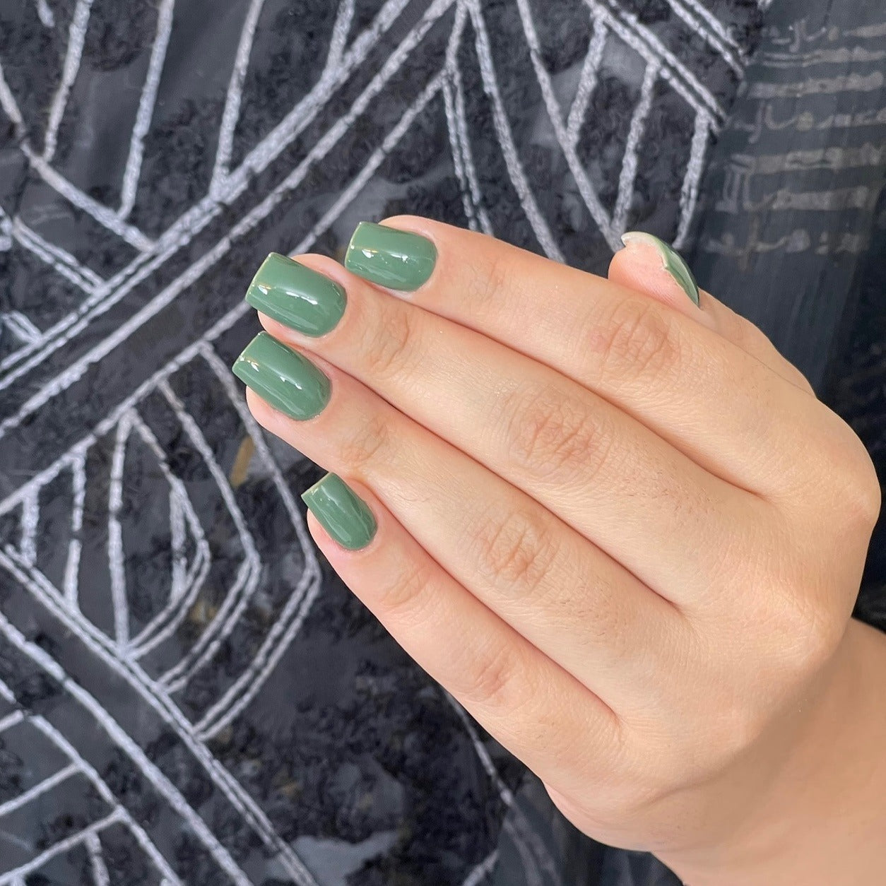 4. Olive Green Gel Nails with Square Tips - Green Nail Ideas