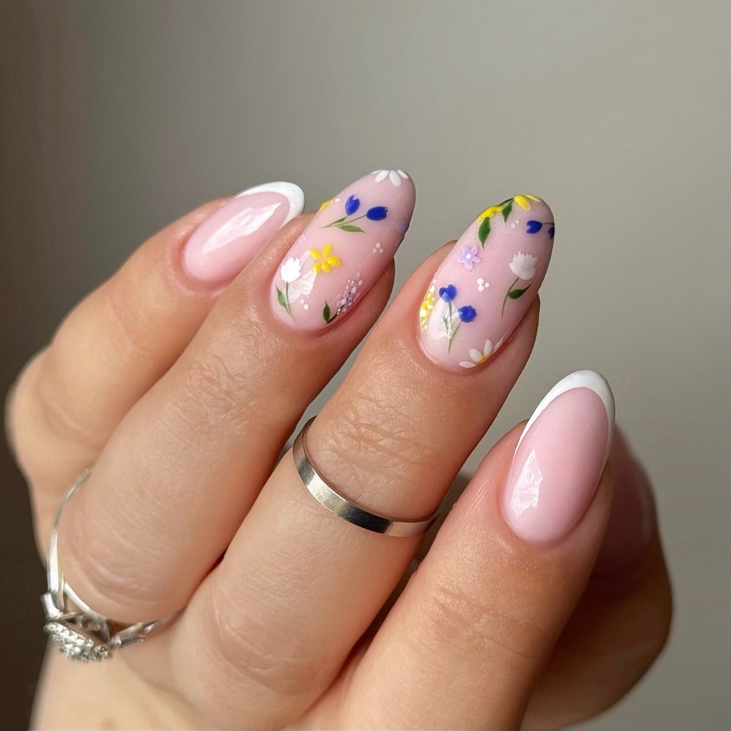 6. Meadow-Inspired Wildflower Nails - Floral Nail Ideas