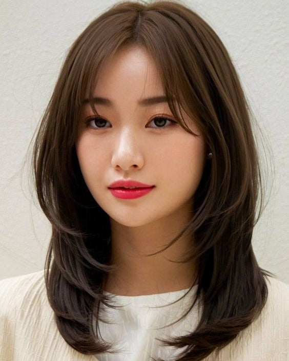 7. Shoulder-Grazing Feathered Shag – Dark Mocha with Subtle Balayage - Medium Length Shag Hairstyles