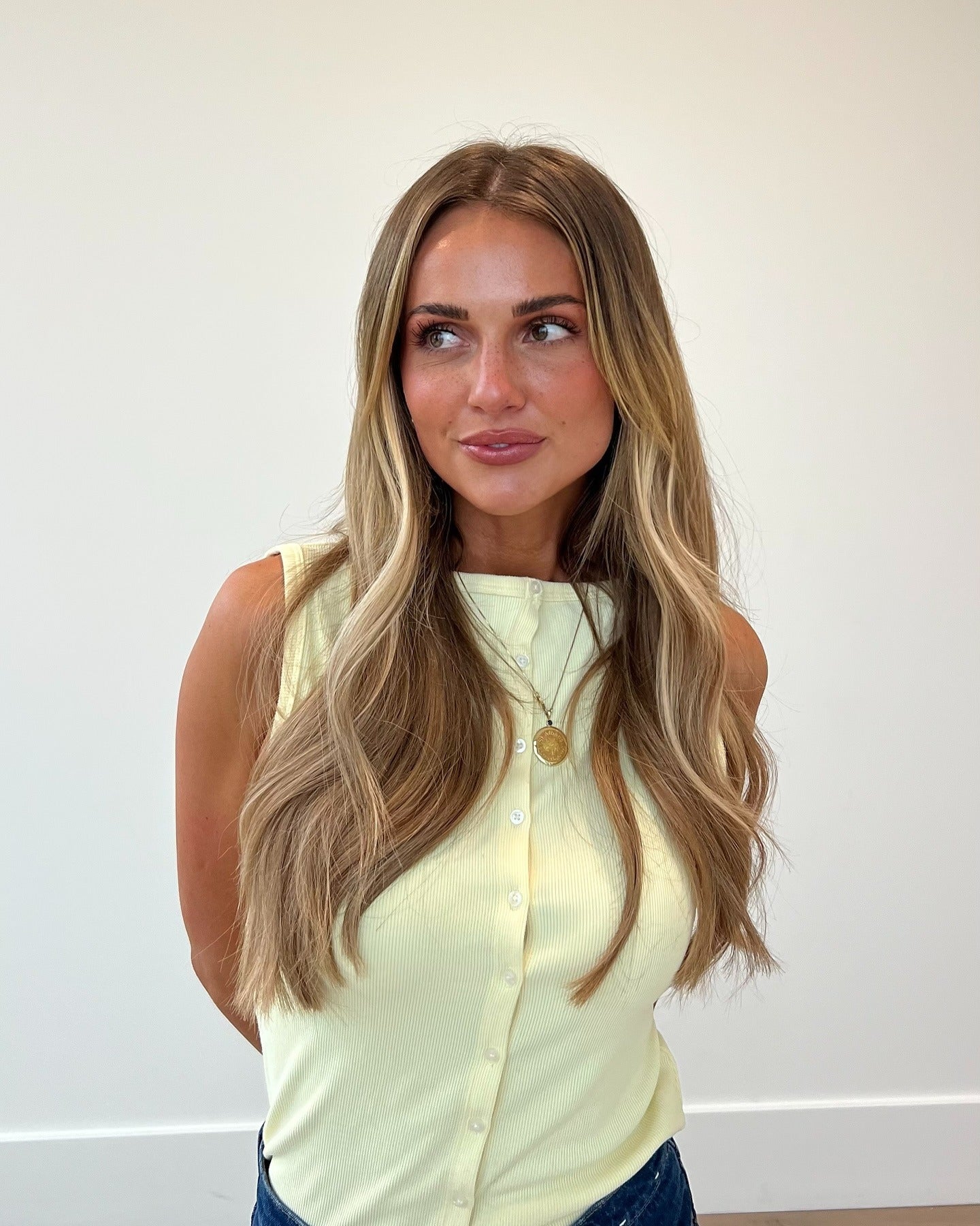 8. Wheat Blonde Waves with Dark Base - Blonde Hair with Dark Roots