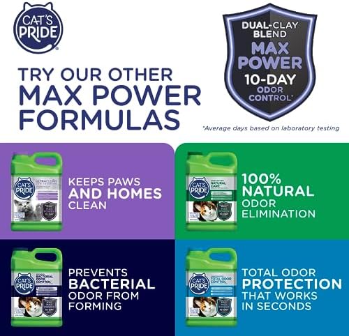 Cat’s Pride Max Power: UltraClean Low Tracking Multi-Cat Clumping Litter – Keeps Paws & Home Clean – Up to 10 Days of Powerful Odor Control – 99% Dust Free – Unscented  15 Pounds