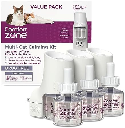 Comfort Zone Multi Cat Calming Diffuser: 3 Pheromone Diffusers & 6 Refills