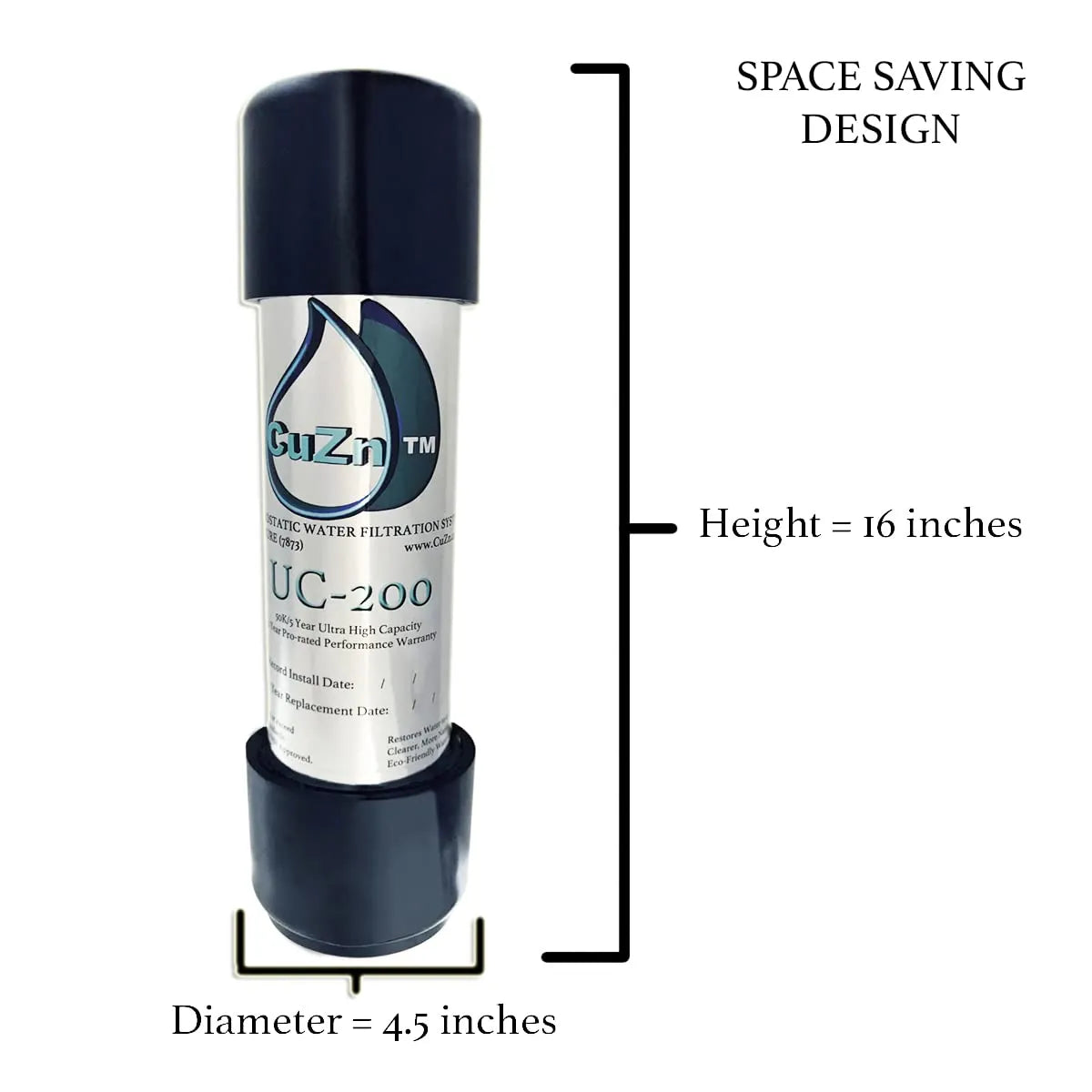 CuZn Under Counter Water Filter 50K Ultra High Capacity