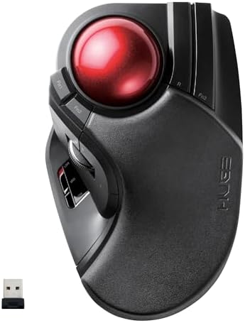 ELECOM HUGE Trackball  2.4GHz Wireless USB  Index Finger Control  Customizable 8-Button  Large Soft Palm Rest  52mm Ball  Windows PC Mac (M-HT1DRBK)