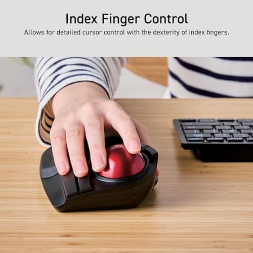 ELECOM HUGE Trackball  2.4GHz Wireless USB  Index Finger Control  Customizable 8-Button  Large Soft Palm Rest  52mm Ball  Windows PC Mac (M-HT1DRBK)