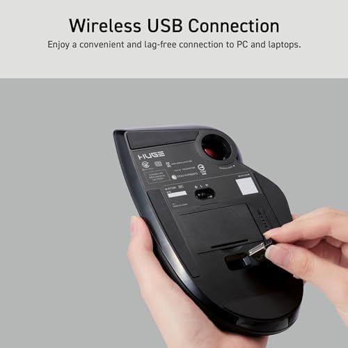 ELECOM HUGE Trackball  2.4GHz Wireless USB  Index Finger Control  Customizable 8-Button  Large Soft Palm Rest  52mm Ball  Windows PC Mac (M-HT1DRBK)