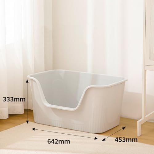 Extra Large Litter Box with High Sides 25.27″ Lx17.83 Wx13.11 H Anti-Splashing Kitty Litter Box Tool-Free Assembly Multi Cat Litter Box Jumbo Litter Box (Grey)