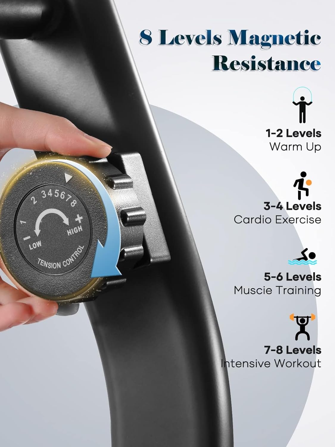 Sturdy Recumbent Exercise Bike for Home with 8-Level Magnetic Resistance, Large Adjustable Seat, LCD Monitor & iPad Holder