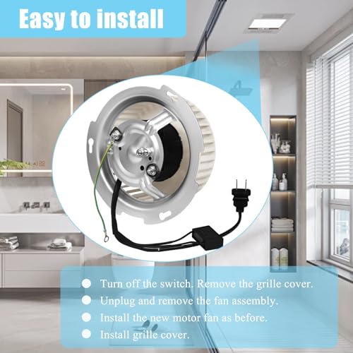 Upgraded 8832NA Blower Motor Compatible with Nutone 84757 JA2B099N Bathroom Fan Motor Replace 8832NA “A” Unit ONLY JA2B099  86652G  86652  8662  JA2C028G  99080520  8832  8832SA  8832N & 8833