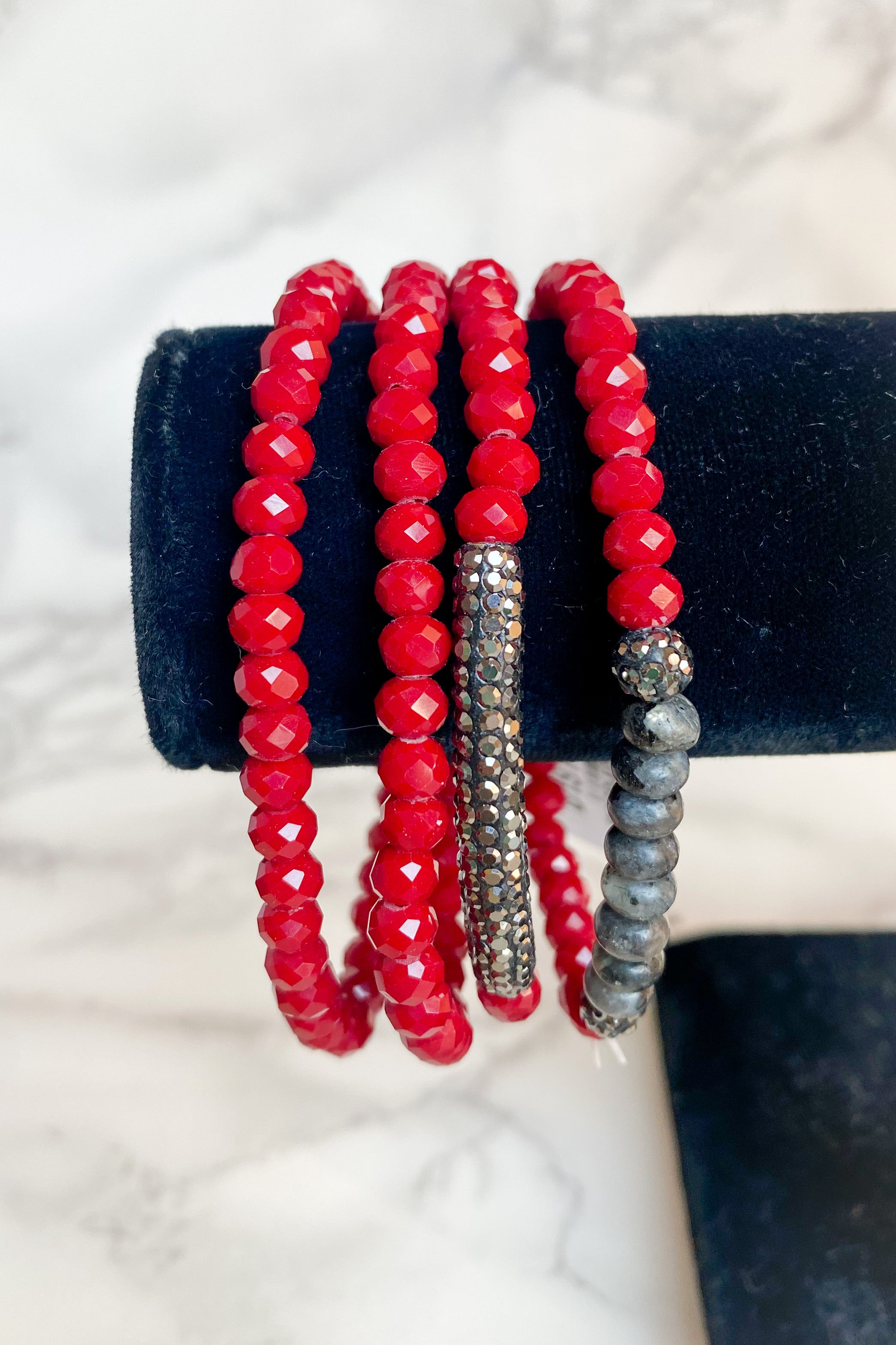 Burgundy and Black Bracelet Stack