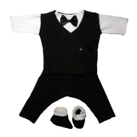 Black & White Baby Boy's Tuxedo Suit | Jacqui's Preemie Pride