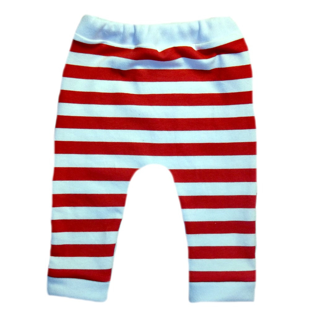 Red and White Striped Unisex Baby Leggings | Jacqui's Preemie Pride