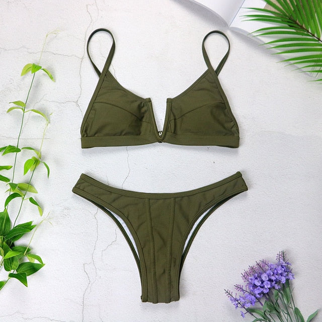 v neck push up bikini