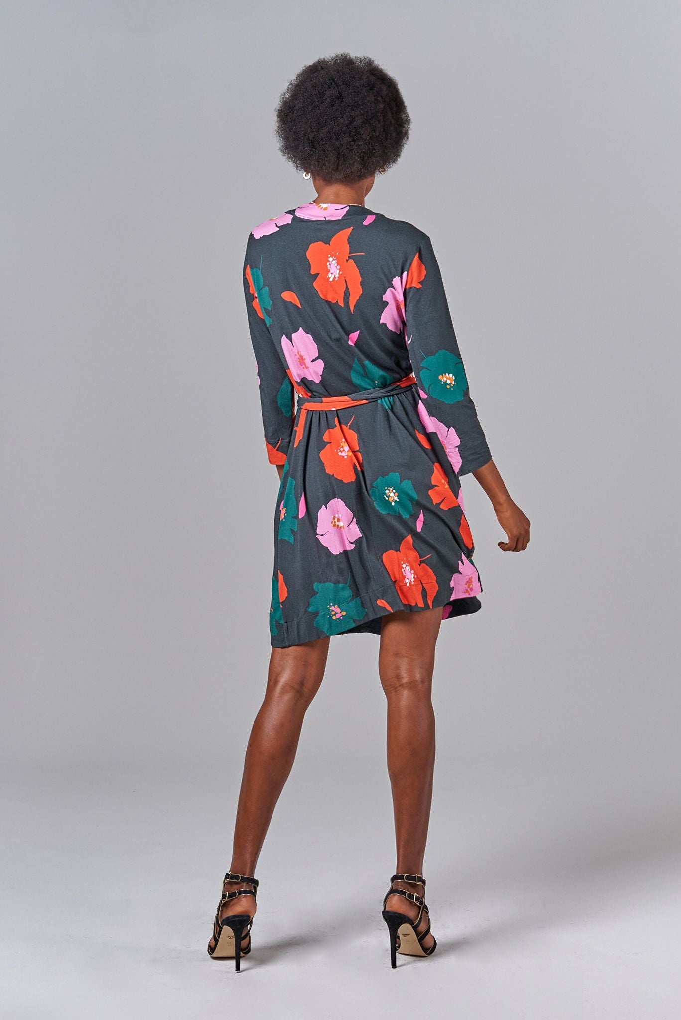 Rachel Wrap Dress | Emerald Poppies