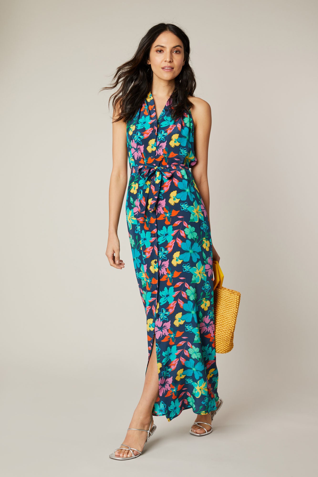 floral sleeveless maxi dress