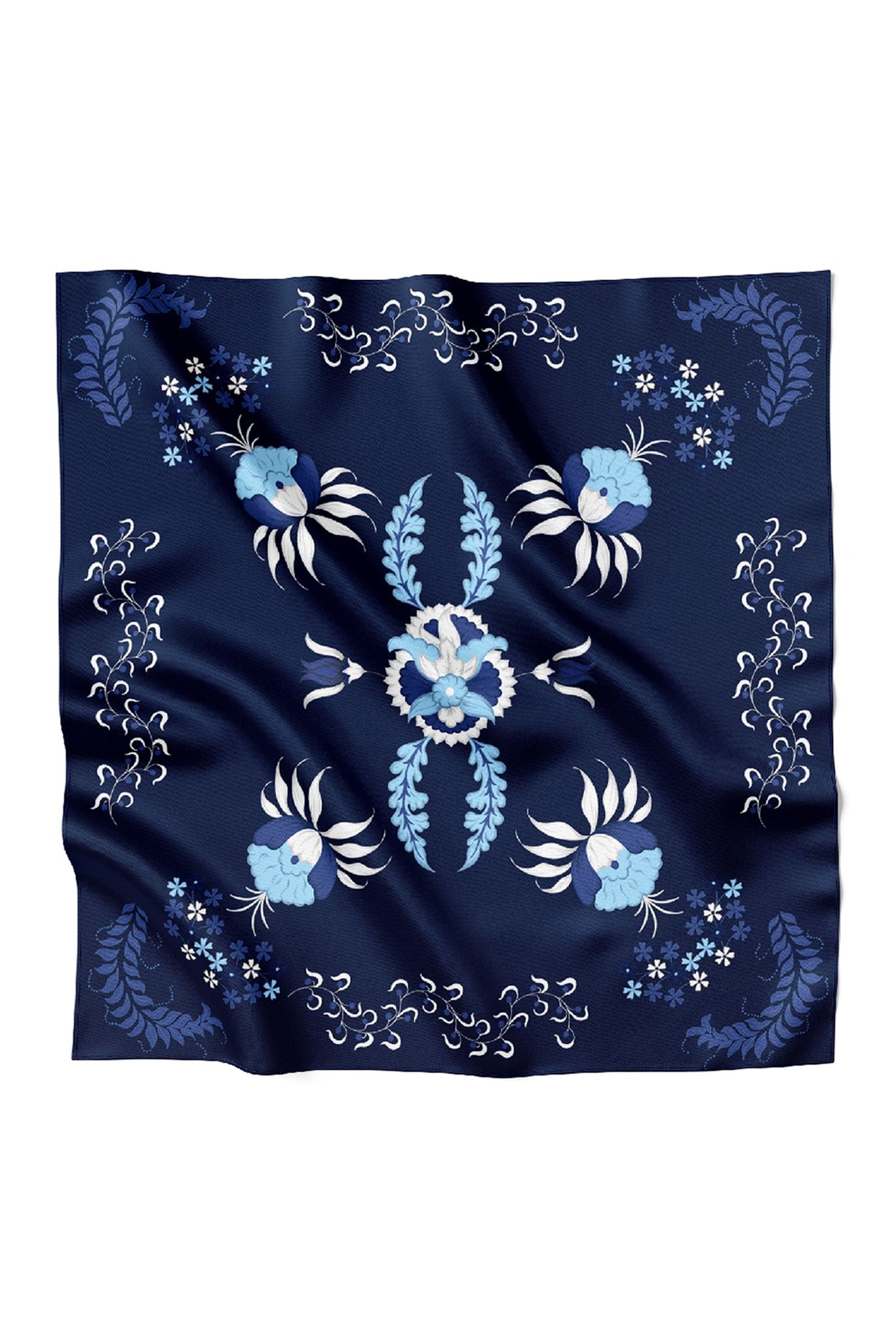 Lily Scarf | Navy Dutch Blossoms