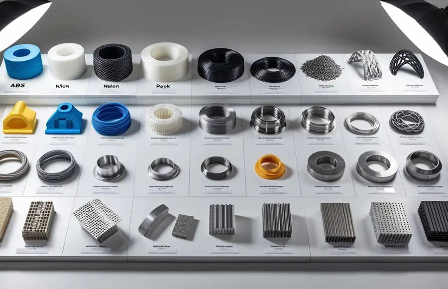 Various 3D printing materials displayed